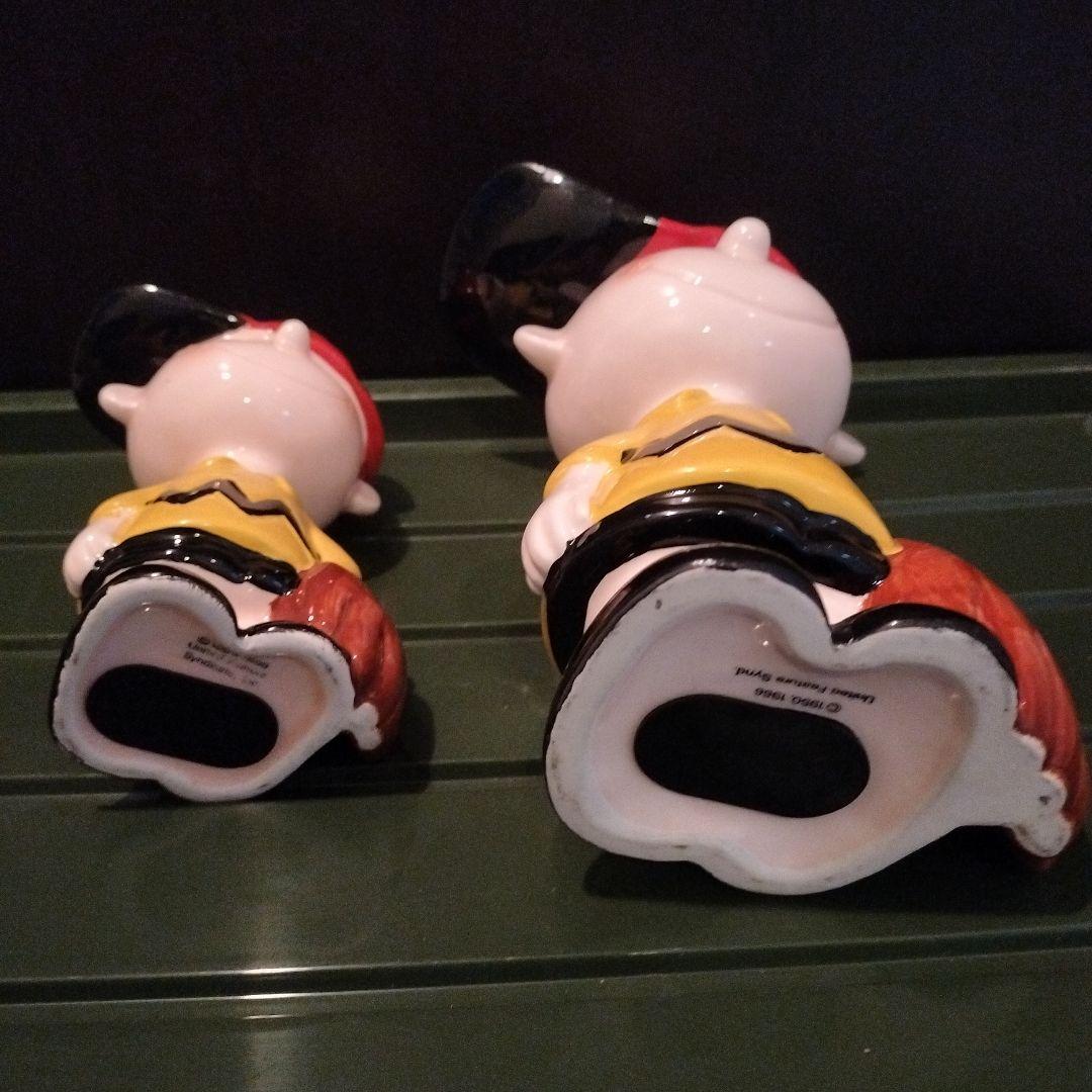 チャーリーブラウンの陶器製ビンテージバンク大小2個セット