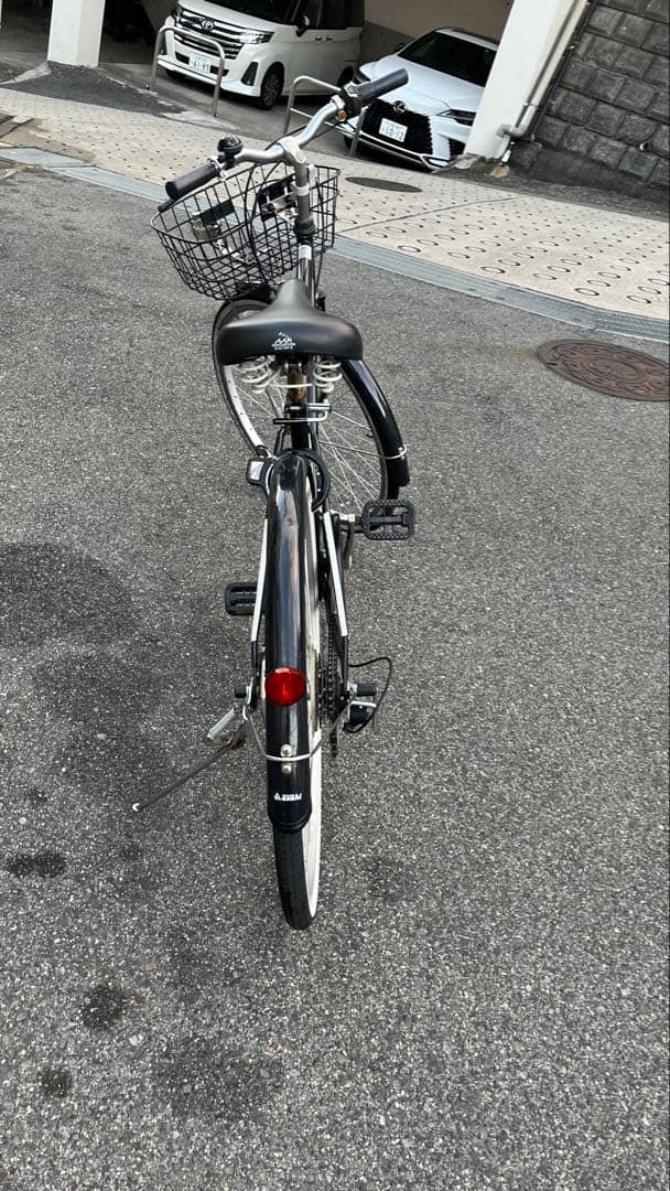 あさひの、シティサイクル 26インチ　黒 スチールフレーム 前バスケット付き