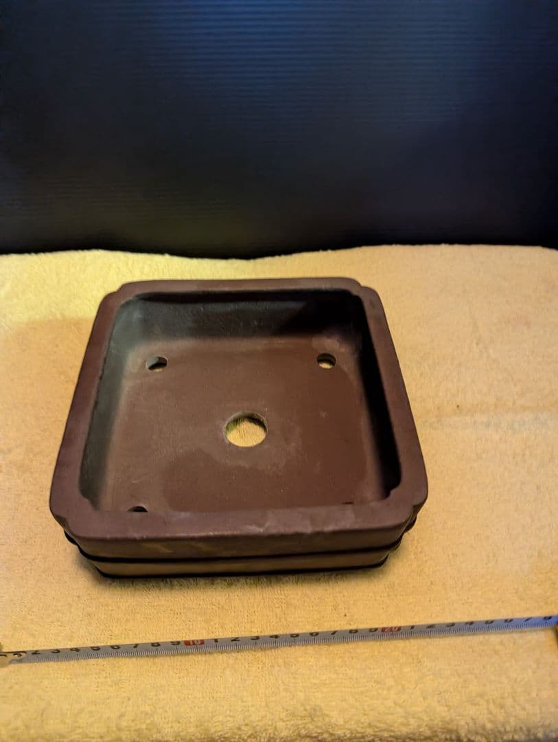 貴重品常滑松泉焼印！盆栽鉢、陶器製の四角い鉢