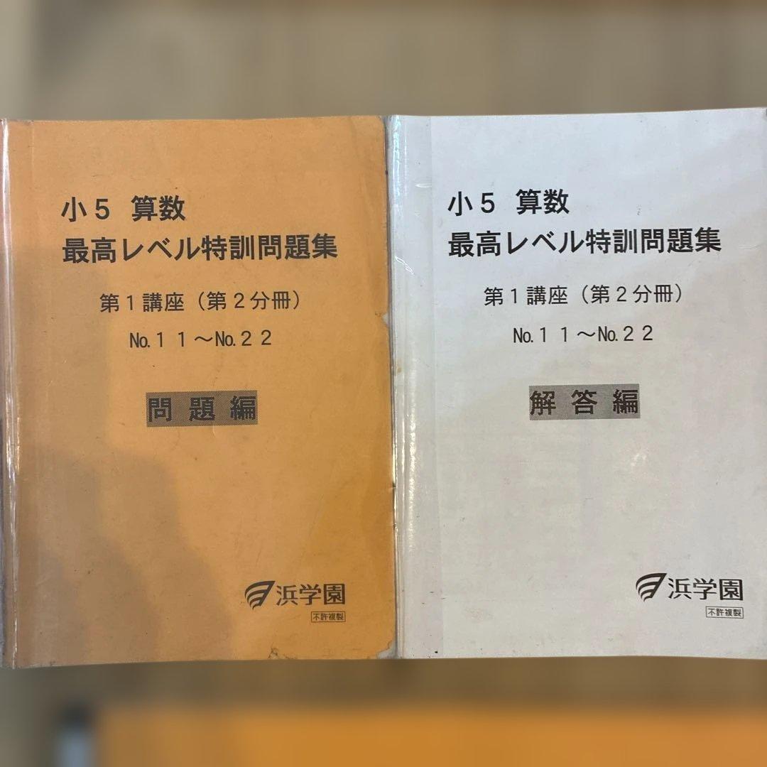 浜学園　最高レベル特訓　小5 算数　問題編　解説編編　難問解説集付き　フルセット