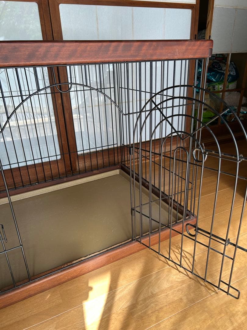 木製フレーム オープントップ　ペットサークル 小型中型犬用