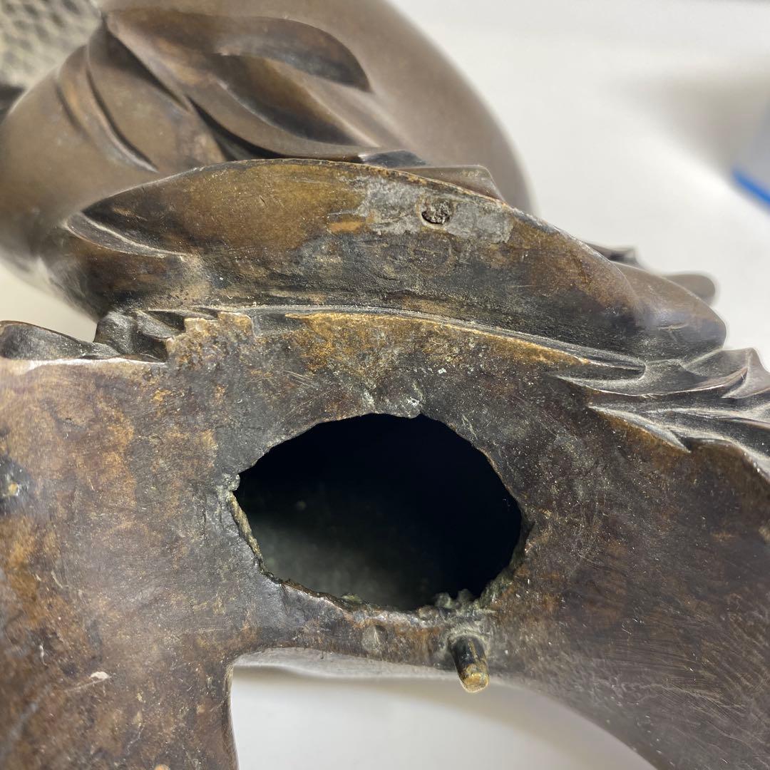 古銅　鯉仙人　大香炉　3859g トコサ　東さ7-1207②