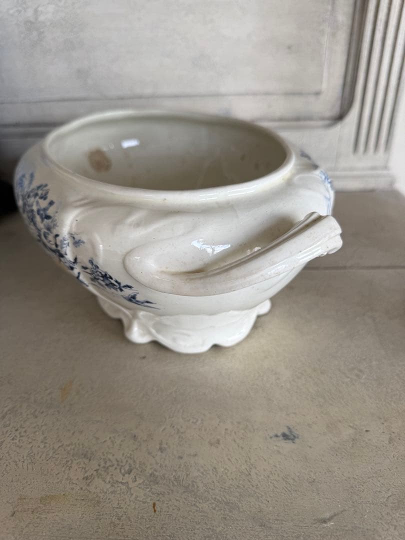 フランスアンティーク陶器クレイユモントローlinotteレアなスーピエール