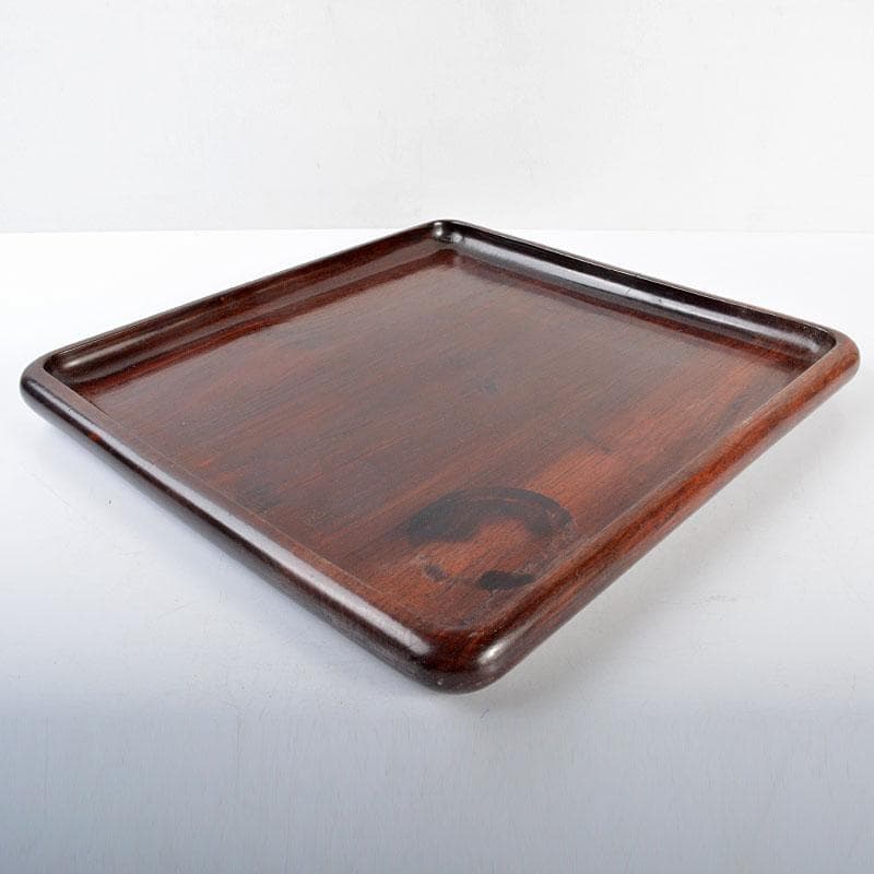 中国　唐木紫檀製　無垢刳り貫き　煎茶盆　香盆　M　R4359B