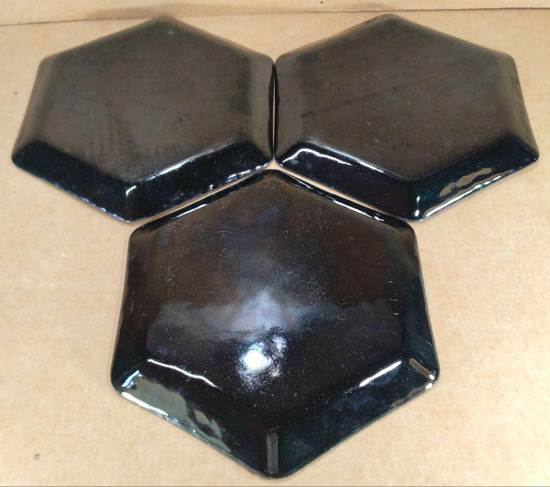 【本物保証】安藤七宝店謹製 七宝亀甲皿(金3枚,白銀3枚,6枚1組) 共箱 七寶