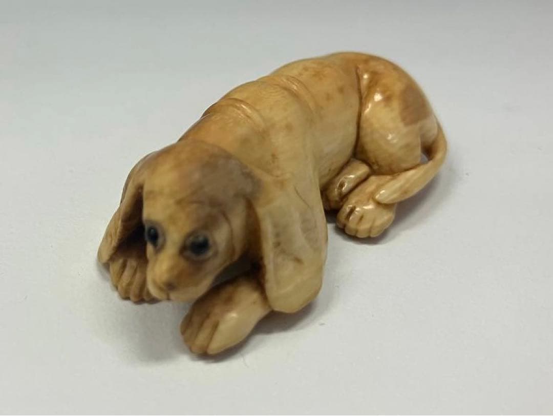 犬　骨董　古物　根付け　根付　ビーグル
