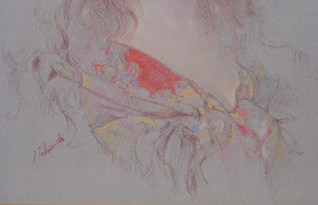 肉筆 パステル画 美人画 人物画 絵画