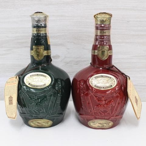 ◇未開栓 ロイヤルサルート スコッチウイスキー2本セット 陶器 21年 緑 赤