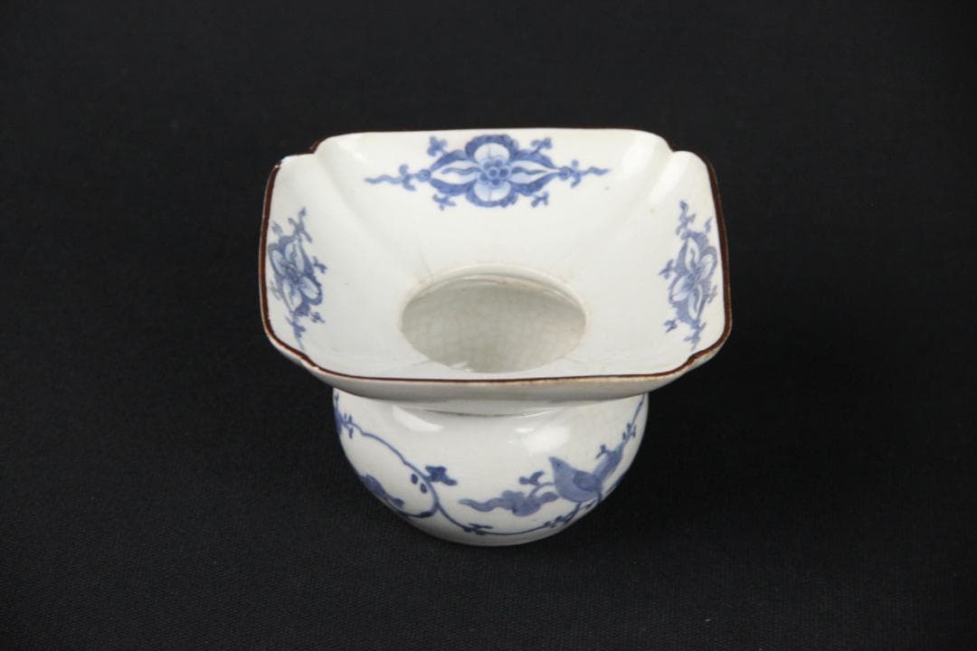 中国 明末清初 青花花卉文 渣斗 茶渣器 茶道具 文房具 古陶磁 FJ11-10