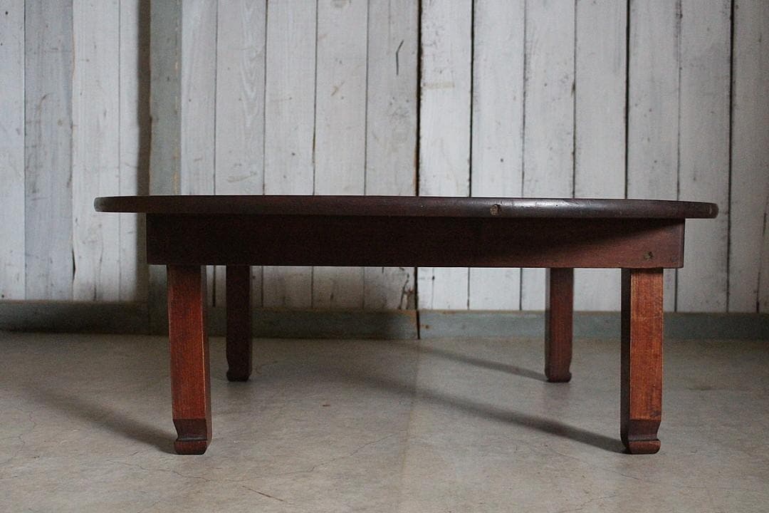 味のある古い木製丸テーブル　ちゃぶ台　天然木