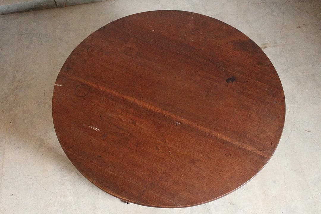 味のある古い木製丸テーブル　ちゃぶ台　天然木
