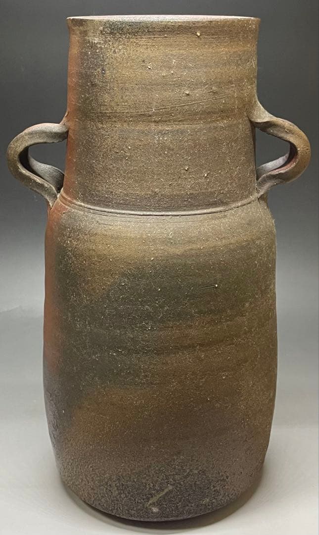 人間国宝　藤原雄　鵬雲斎書付　備前手付花器　大作30cm 　chi399