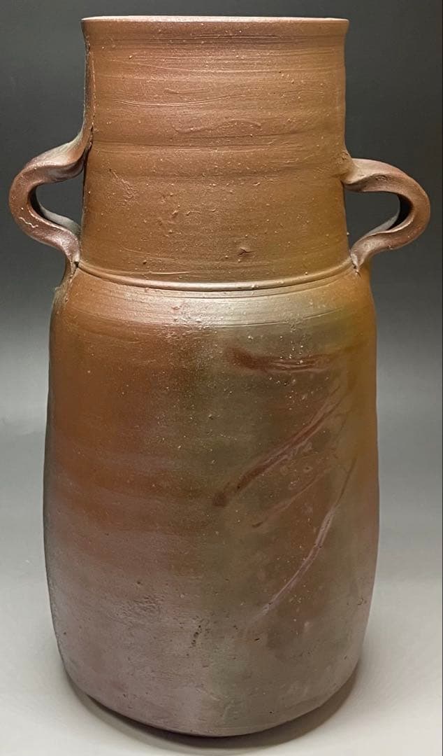 人間国宝　藤原雄　鵬雲斎書付　備前手付花器　大作30cm 　chi399