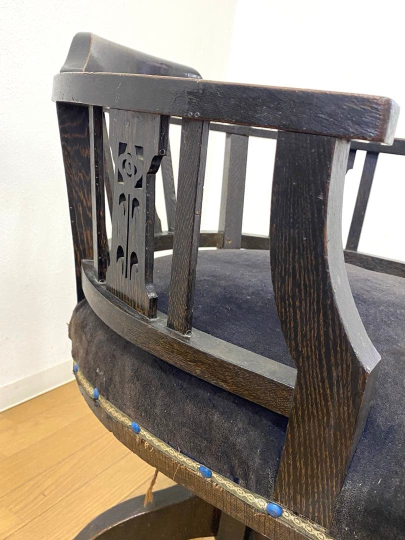 アンティーク レトロ ドクターチェア 回転椅子 ベロアシート当時物