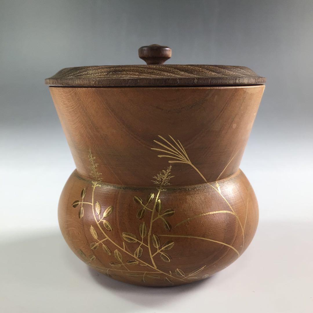 Ｒ３９０　棗　『木製』『秀穂作』『秋草蒔絵』『鮟鱇棗』　共箱　茶道具