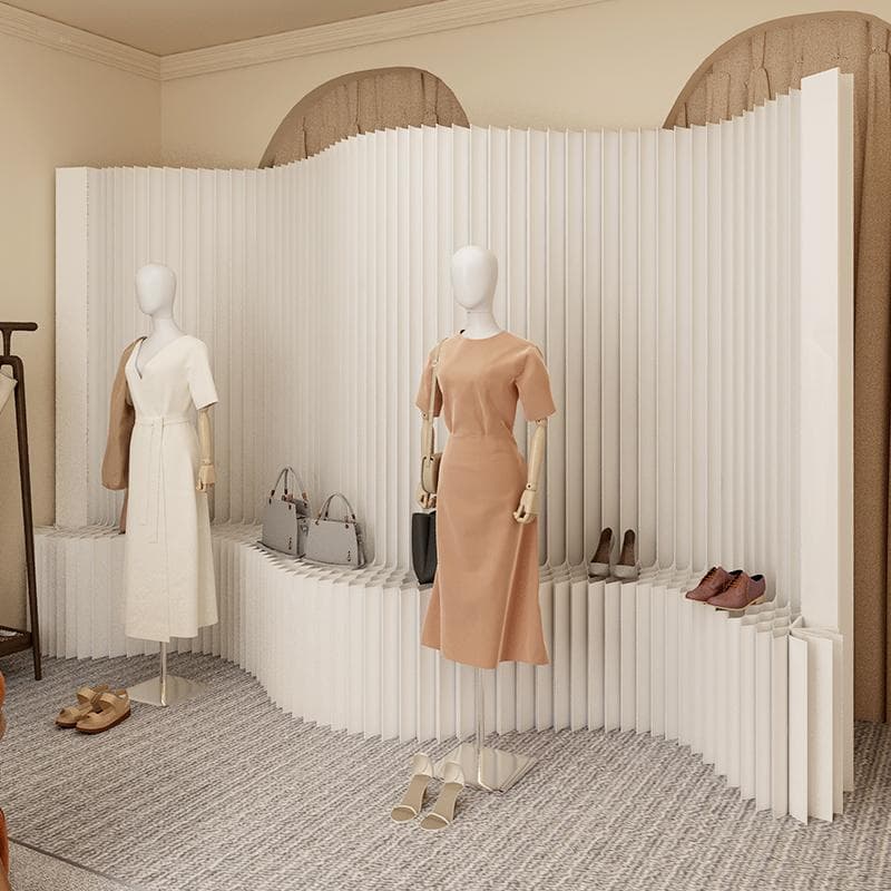 紙製パーテーション陳列展示台高さ2ｍ長さ3-4ｍ組立不要折りたたみ衝立仕切り