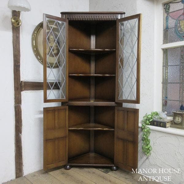 イギリス アンティーク 家具 コーナーキャビネット 飾り棚 英国 6160d