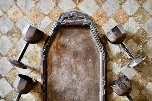 1900s フランス 多数派オクトゴナル リキュールカップとトレイ アンティーク