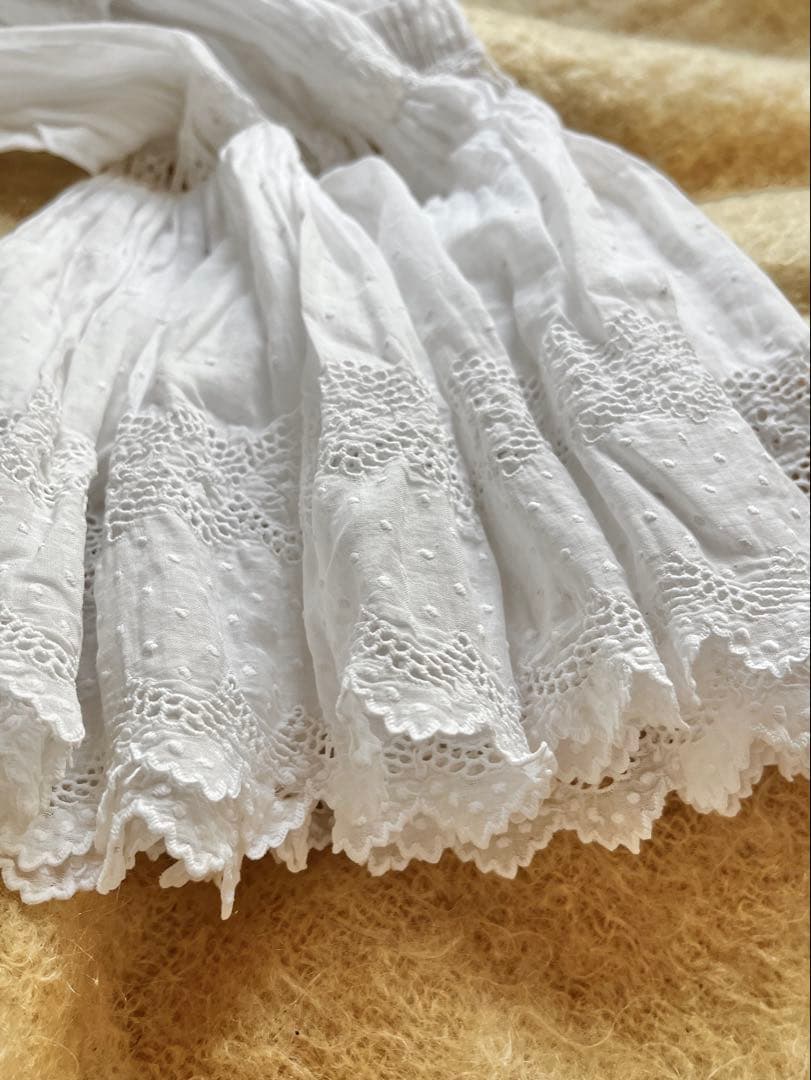 ◆フランスアンティーク｜子供用セレモニードレス洗礼式白レーステディベアドール