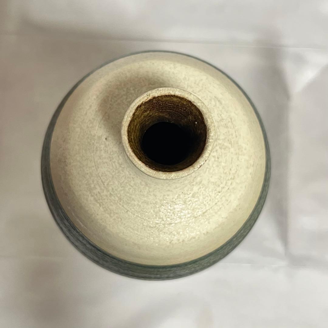 三代 井上良斎 神奈川焼 隅田窯 陶印 共箱有 刷毛目 花瓶 14.5cm