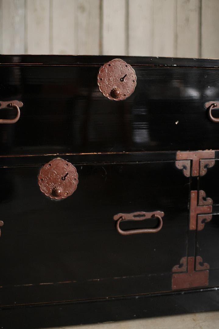 綺麗な丸金具庄内箪笥　4杯　タンス　収納　古家具　古民家　時代家具