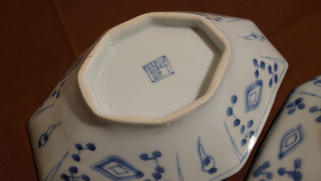 古伊万里　伊万里　江戸期　染付　古染付　蔵出し　アンティーク伊万里　葉皿　3客