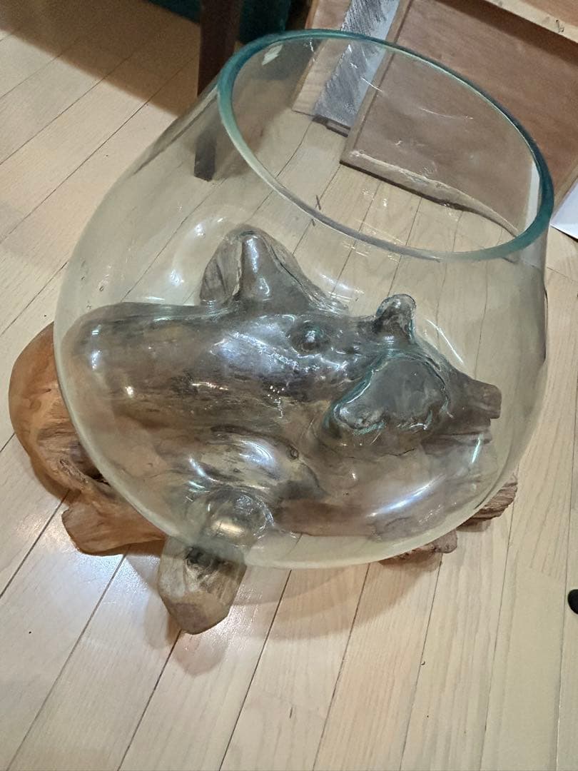 流木ガラスオブジェ 水槽 花瓶 多肉植物 金魚鉢 バリ島アート作品 テラリウム