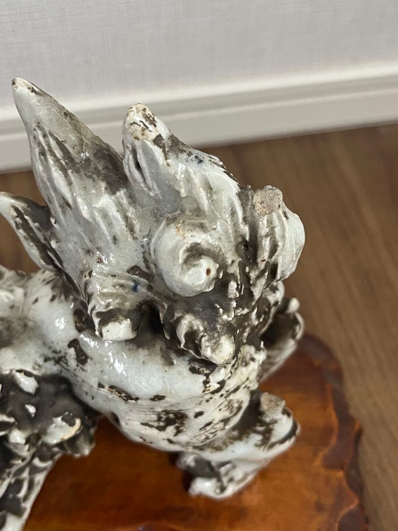 獅子　陶器 星合信令作 シーサー 骨董 台付き