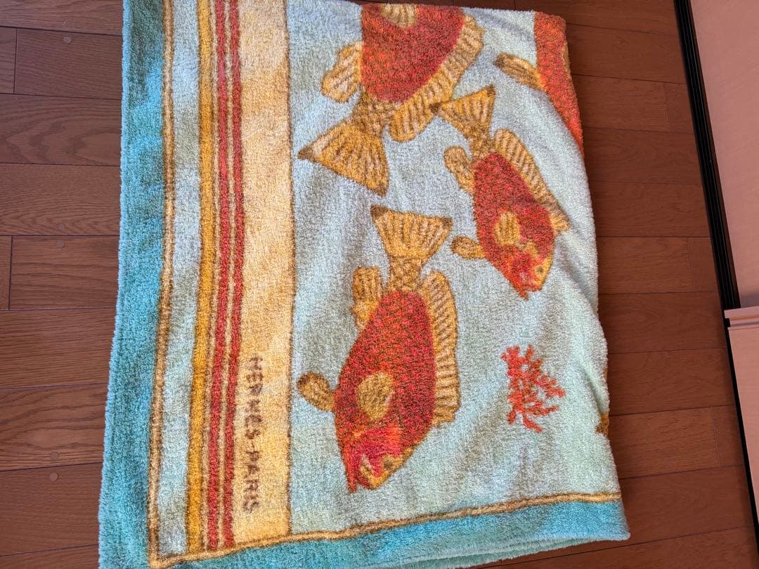 HERMES HEAVENLY BATH 魚デザイン タオルケット
