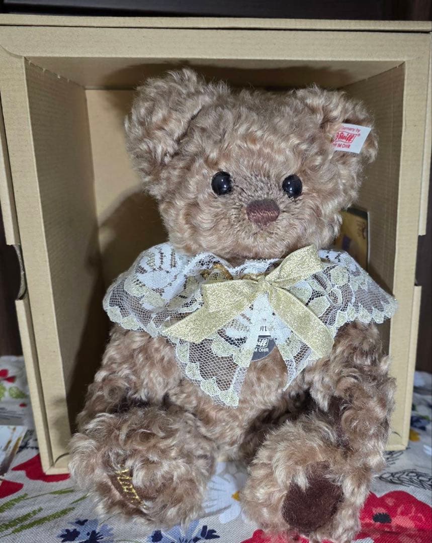 Steiff シュタイフ　ぬいぐるみ マロン　茶色 レース付き