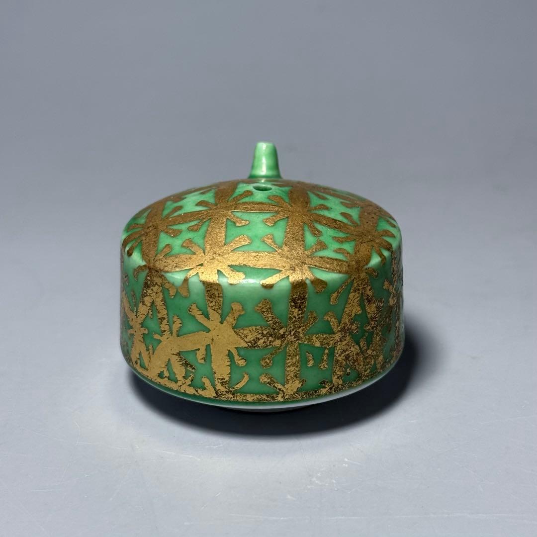 佐賀県重要無形文化財　小野珀子　自作　金蘭手水滴　共箱　栞　琥山窯　人気陶芸作家