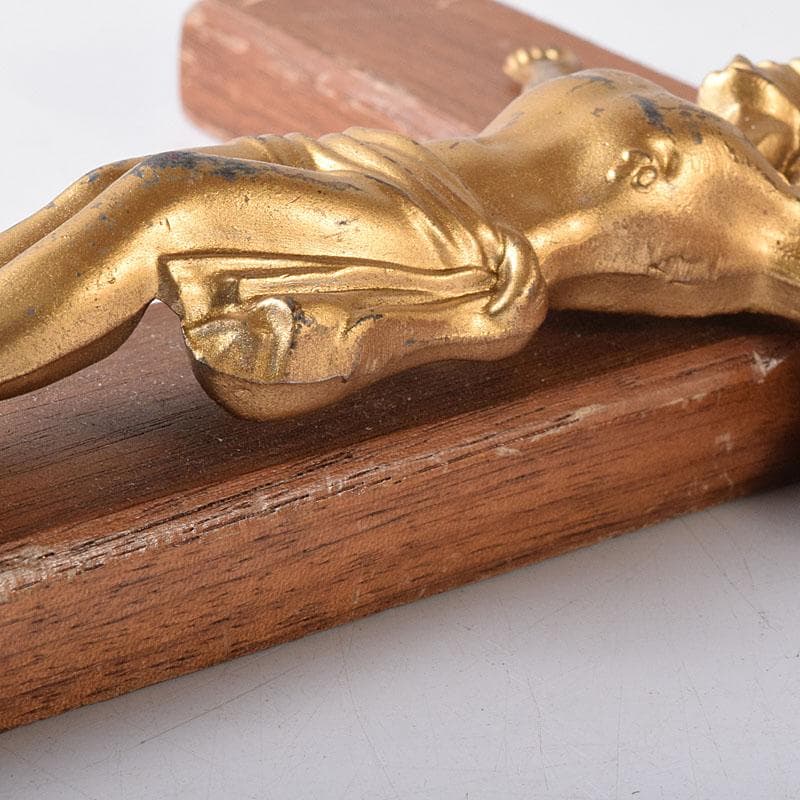 銅製　キリスト磔刑像　木製　クロス　十字架　C　7730