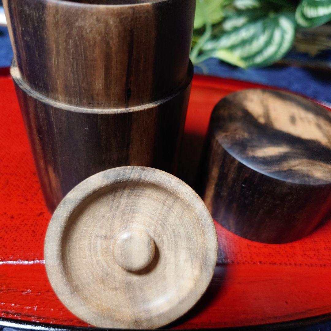 黒柿 茶筒 総黒柿