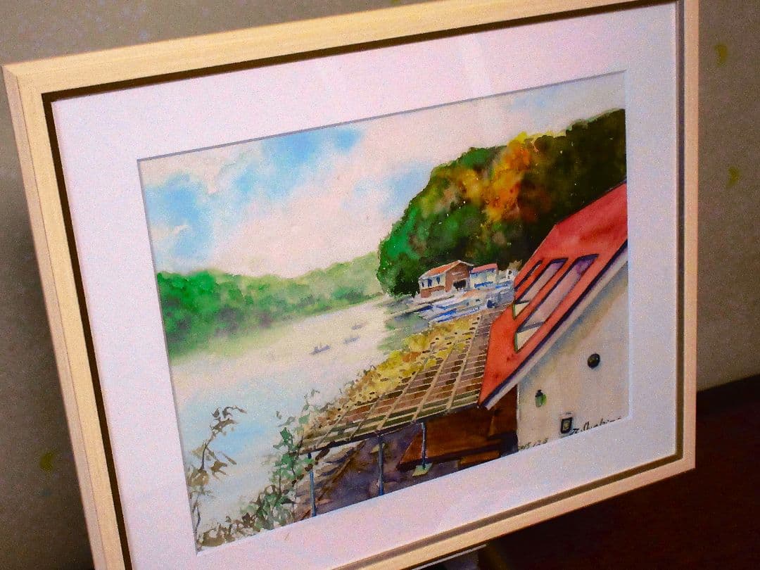 水彩画 風景画 フレーム付き F6サイズ