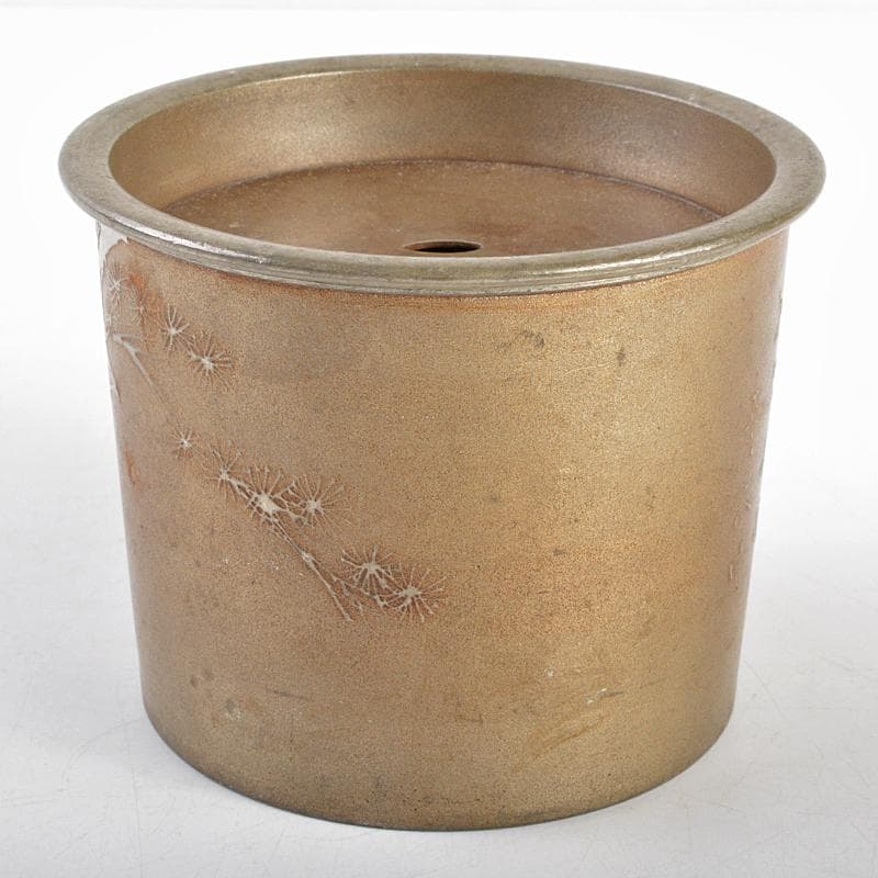 煎茶道具　古錫　漢詩松文　茶こぼし　在銘　重さ約436g　V　R5399