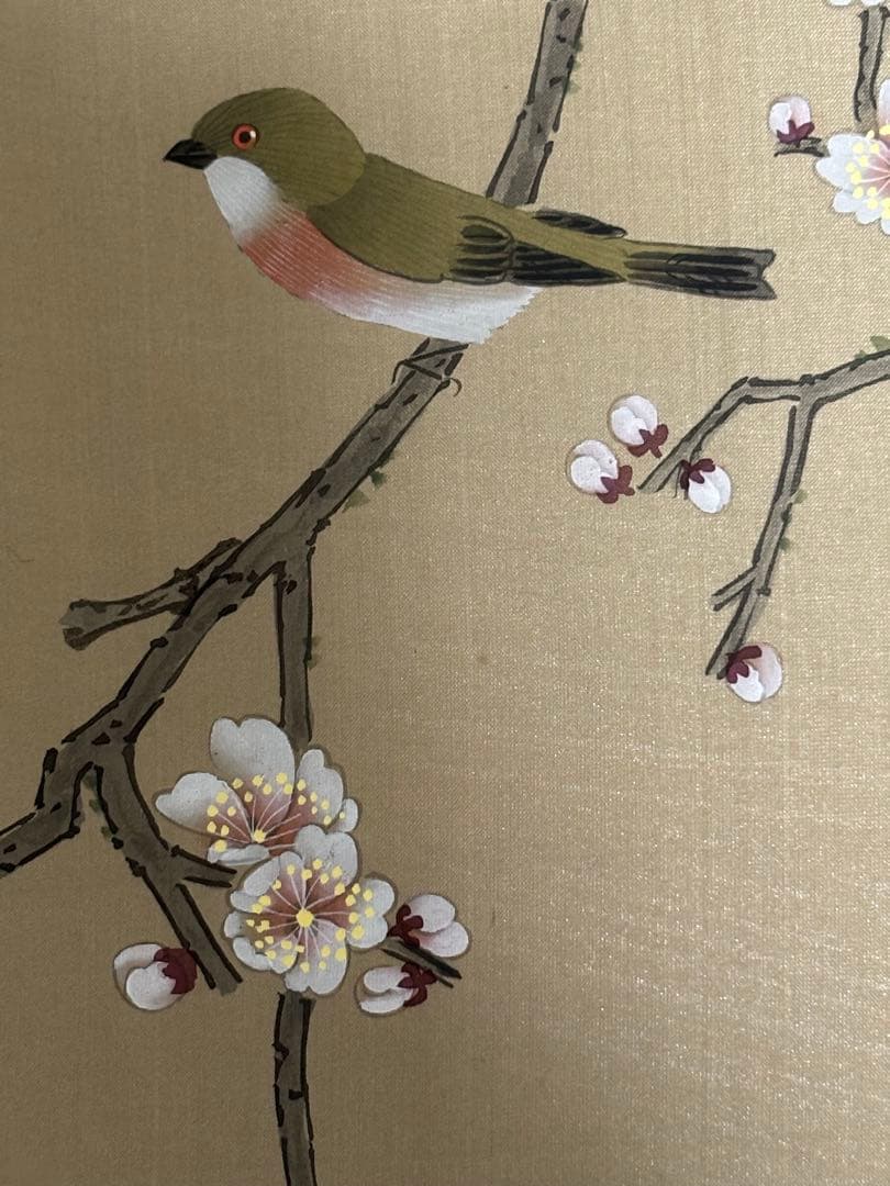 中国清代画家（王时敏画伯）の肉筆模写作品轴と肉筆花鳥画（5枚）共に古い絹本作品）