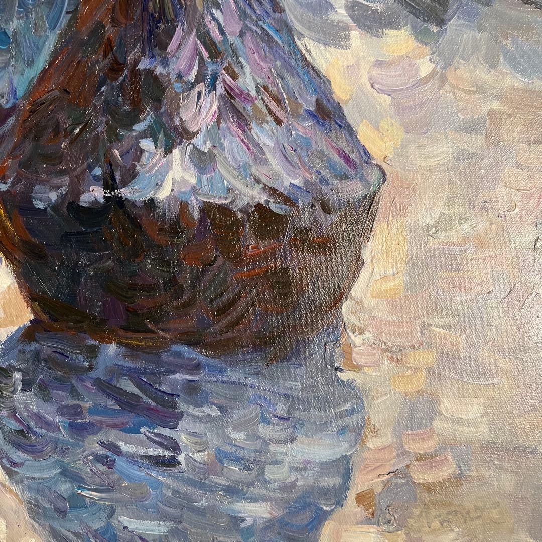 手書き油絵 クロード・モネ 積みわら 雪の効果 額付 絵画 インテリア 油彩画