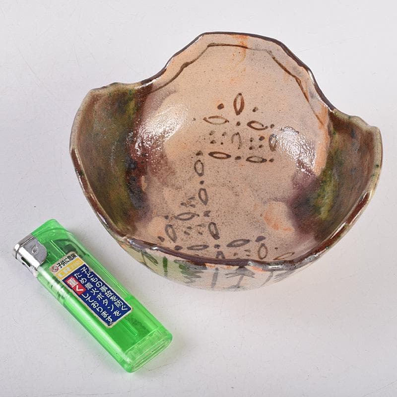 和食器　瀬戸織部　鳴海織部　加藤作助作　割山椒向付　五客　時代箱付　VR9005