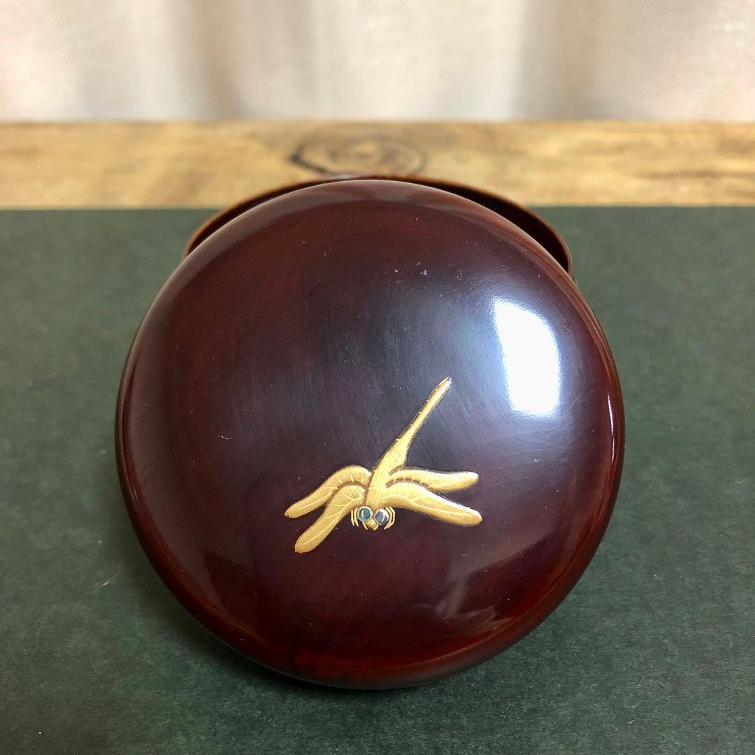 和田瑾斎 蜻蛉蒔絵平棗 共箱 茶道具 勝ち虫 豊穣の象徴