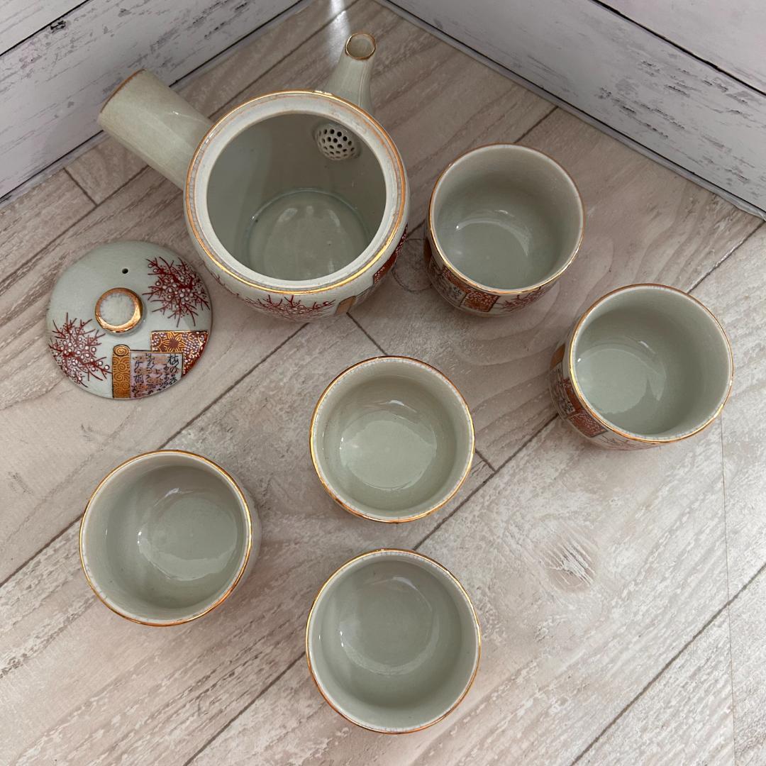 九谷焼　箱付き　急須　湯呑　6点まとめセット　茶器　ヴィンテージ　アンティーク