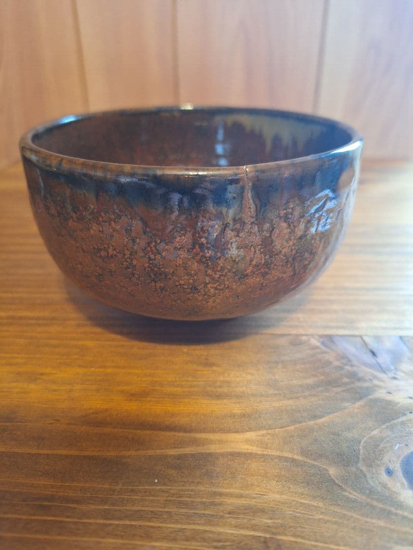 天目茶碗　赤茶　 抹茶碗　茶道具　お碗　飴釉　陶器　器　茶器　茶道　作家不明