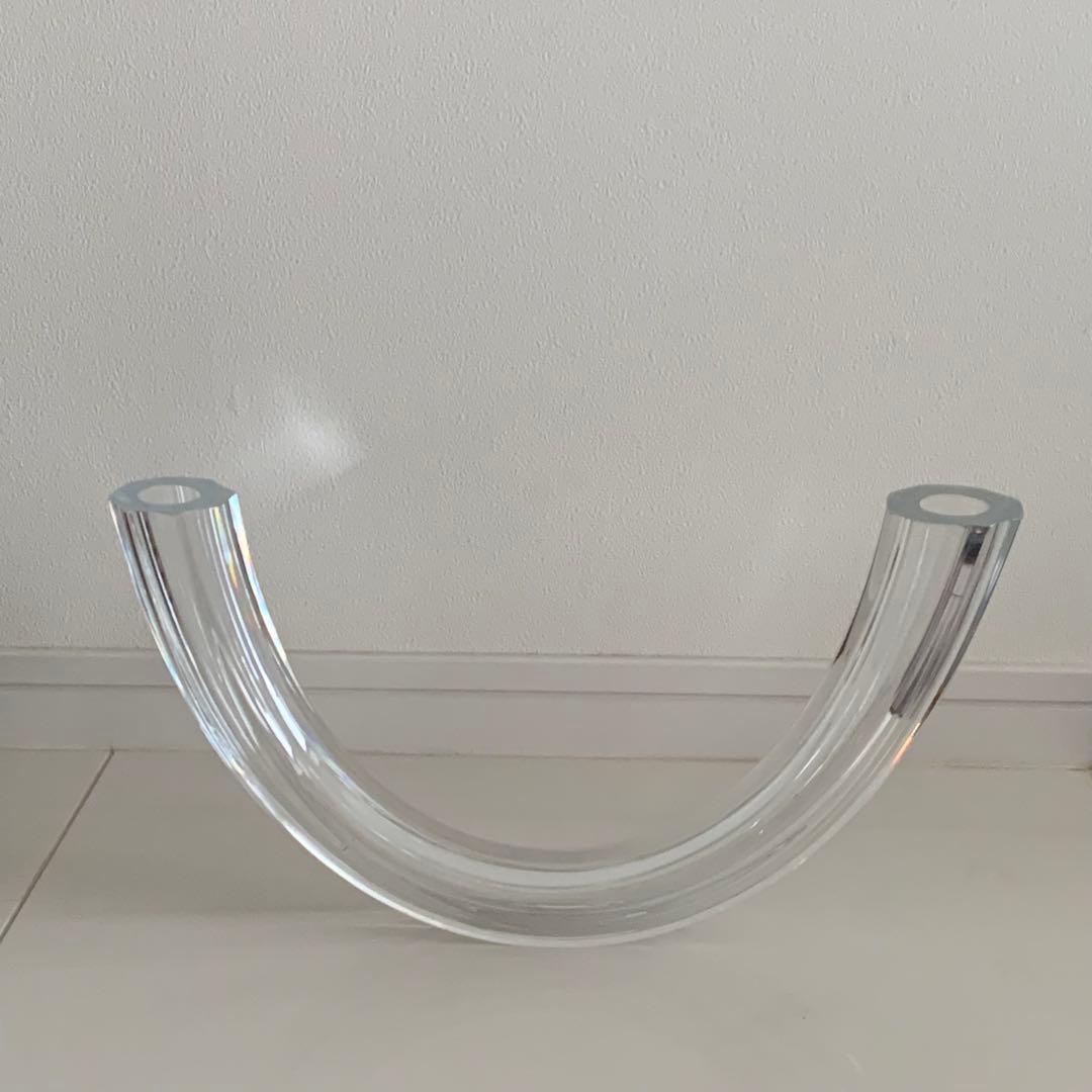 クリスタルガラス U字型花瓶② 変形花器　池坊　草月　生け花　華道　オブジェ