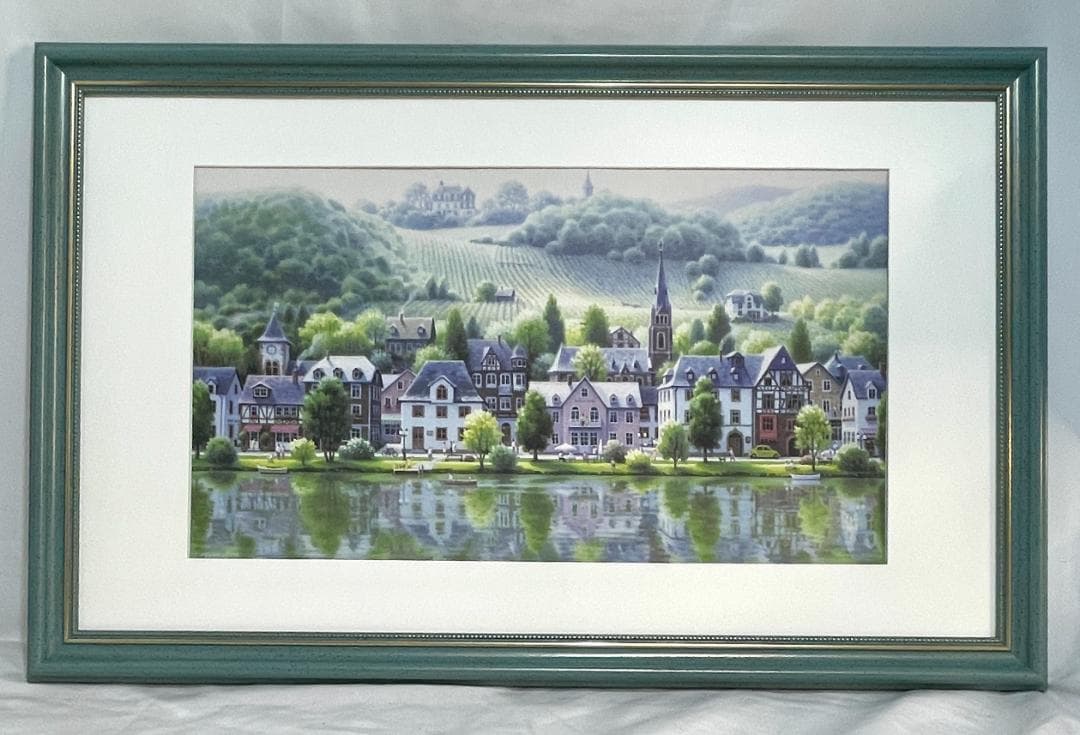 【新品◆送料無料】笹倉鉄平「モーゼルのぶどう畑と...」 ポスター額付