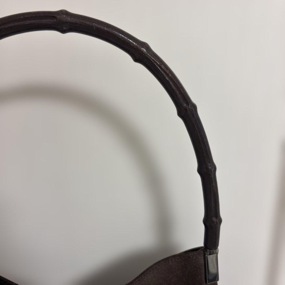 GUCCI 濃茶　バックスキン　バンブーバッグ