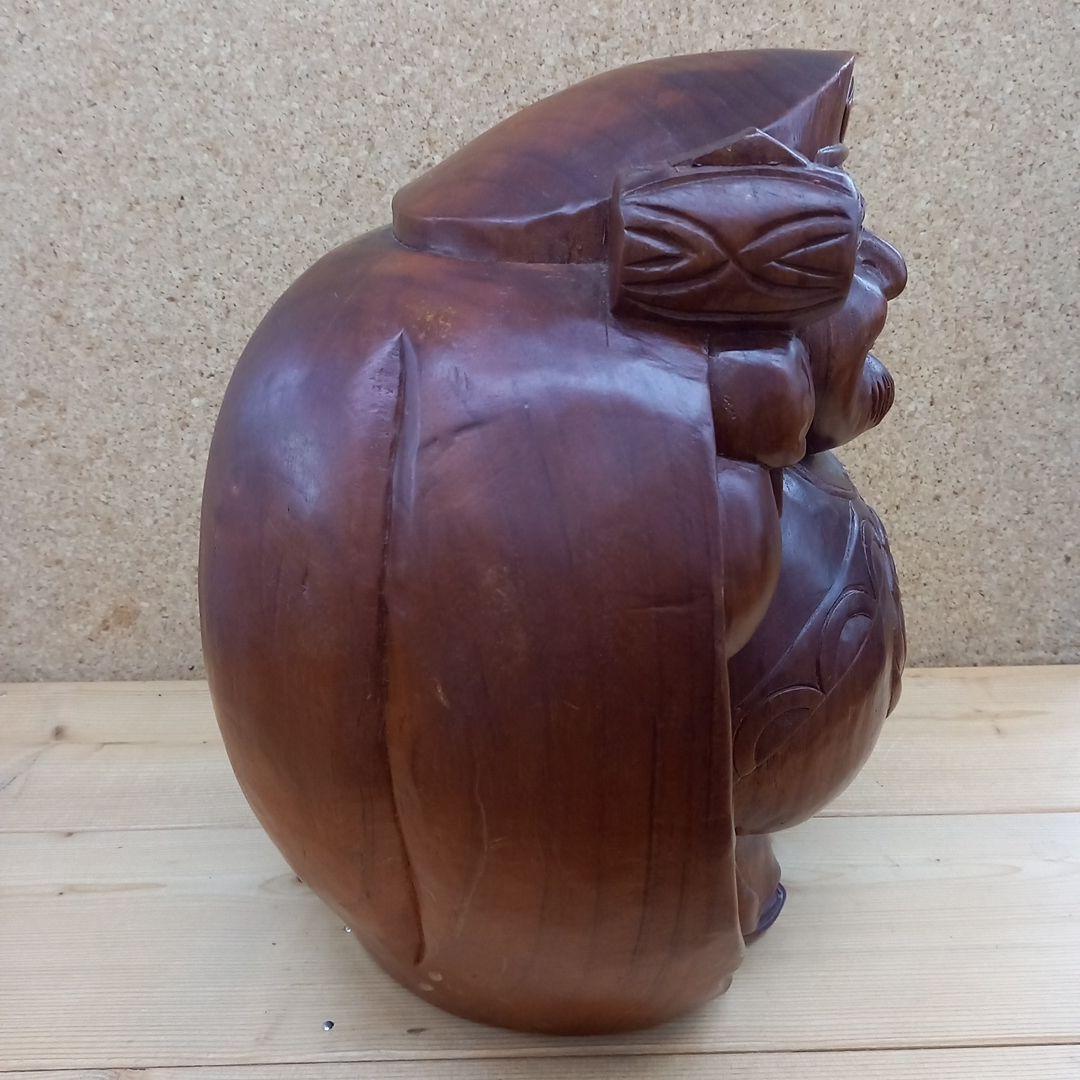 木製 福の神 彫刻　大黒　置物　縁起物　木彫り