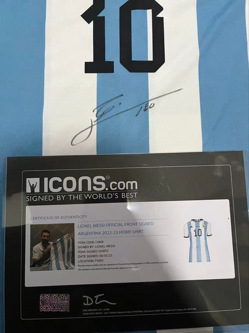 ICONSメッシ 直筆サイン入り ユニフォーム アルゼンチン代表 WC決勝