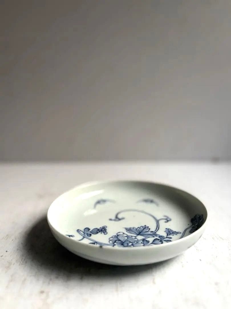 【ぷくぷく様リクエスト】骨董 アンティーク 古伊万里 コウモリと花図線描皿 3枚