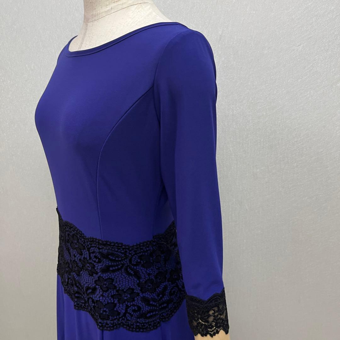 新品 社交ダンス ワンピース 青紫 無地 サイズML