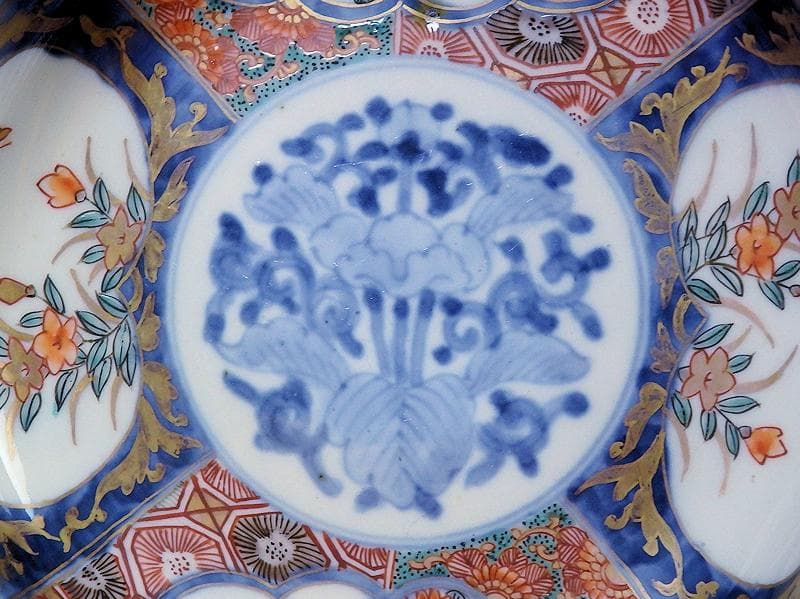 古伊万里　色絵　窓絵　菊に桔梗の図　膾皿　５客　C001AS-CWa