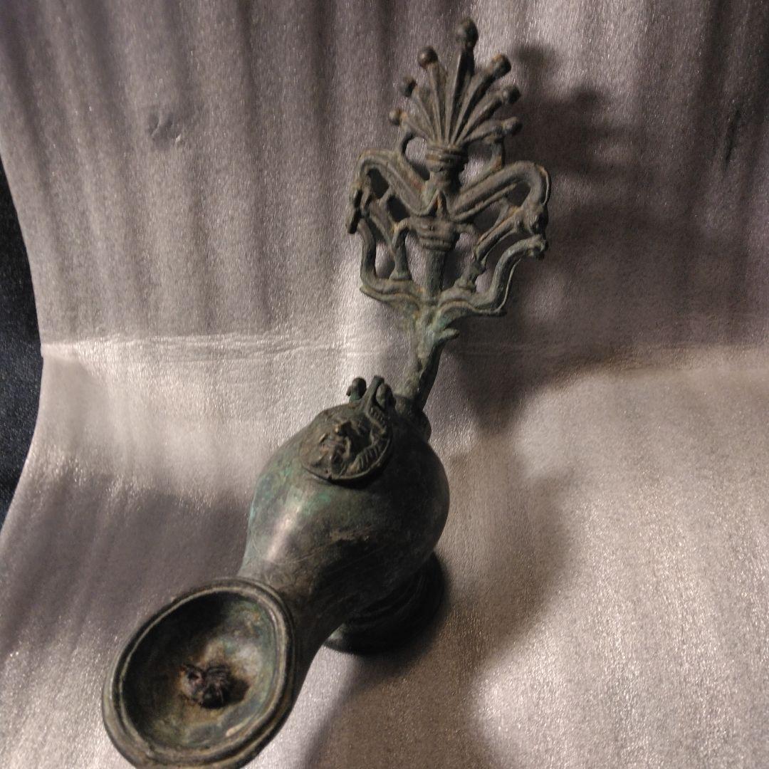 青銅製アンティーク雑貨　外国製灯火器　ランプ